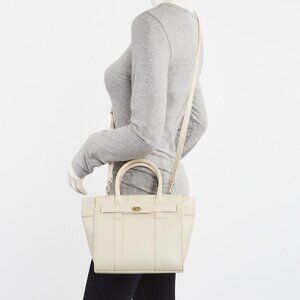 Mulberry Chalk Classic Grain Leather Mini Zipped Bayswater Tote Bag